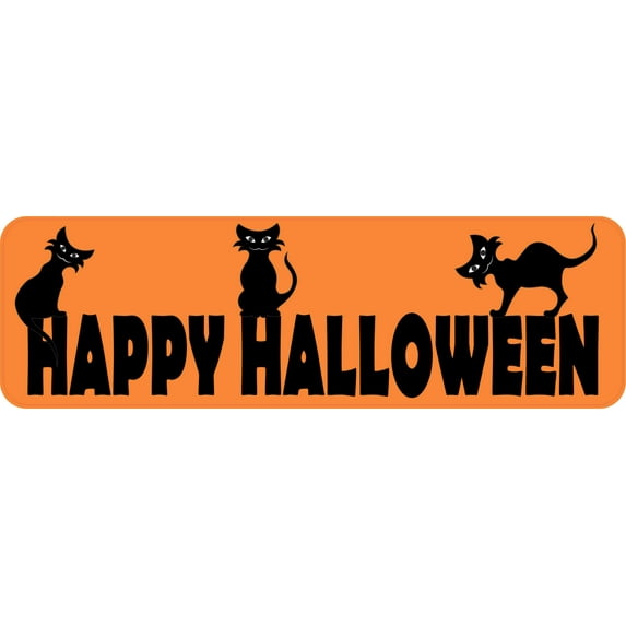10in x 3in Orange Happy Halloween Bumper Sticker Vinyl Holiday Stickers