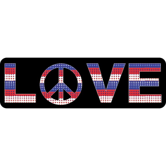 10in x 3in Patriotic Love Peace Bumper Sticker Vinyl Vehicle Decal Stickers