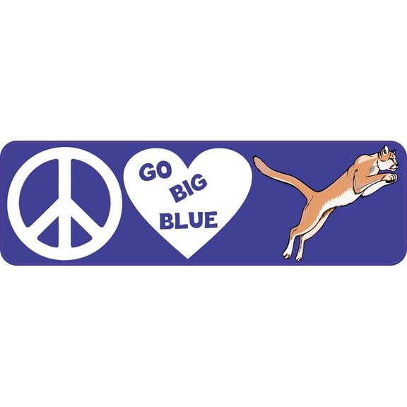 10in x 3in Peace Love Cougars Bumper Sticker School Mascot Vehicle Decal