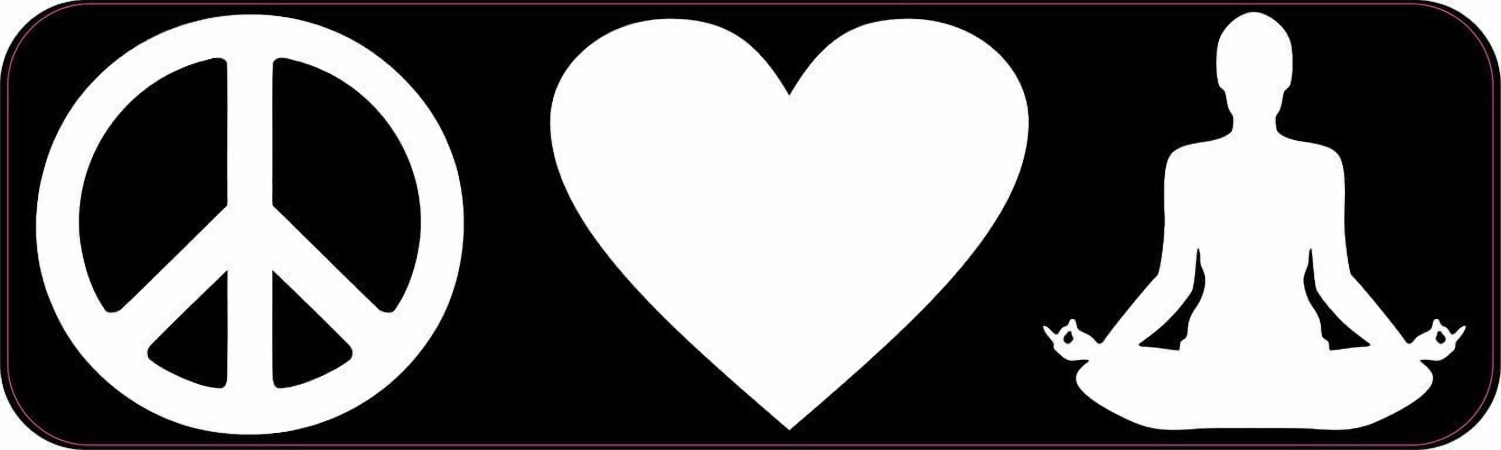Peace Window Stickers 10in x 3in Peace Love Yoga Bumper Sticker Vinyl Decal Window Stickers ...