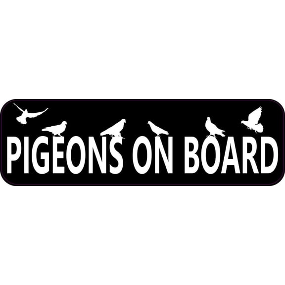 10in x 3in Pigeons on Board Vinyl Sticker