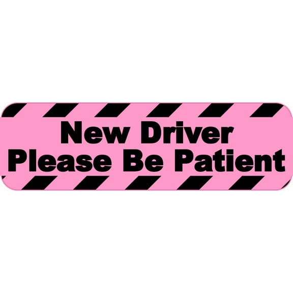 10in x 3in Pink New Driver Please Be Patient Bumper Sticker