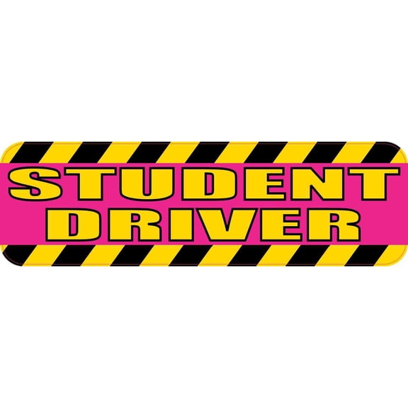 10in x 3in Pink Student Driver Bumper Sticker Vinyl Truck Window Caution