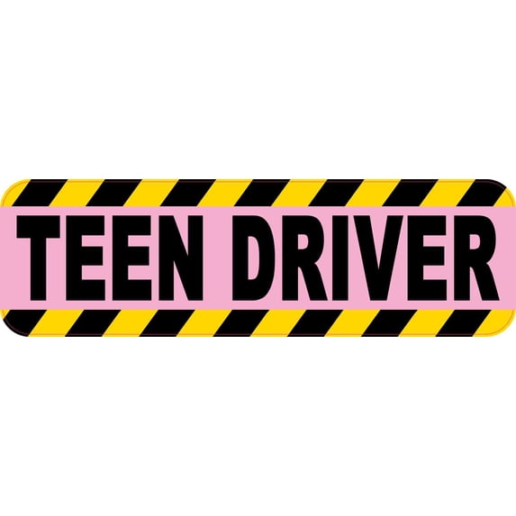 10in x 3in Pink Teen Driver Bumper Sticker Vinyl Truck Window Stickers Decal