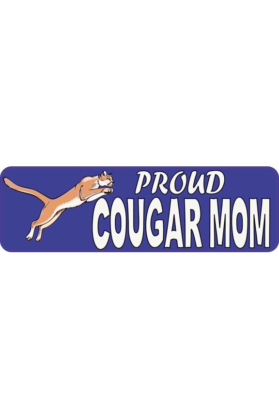 10in x 3in Proud Cougar Mom Bumper Sticker School Mascot Vehicle Decal