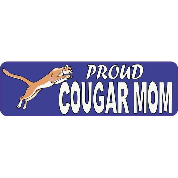 10in x 3in Proud Cougar Mom Bumper Sticker School Mascot Vehicle Decal