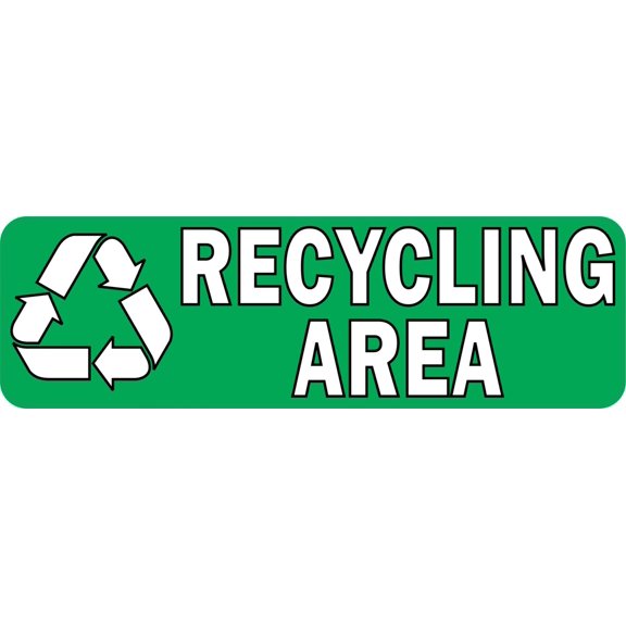 10in X 3in Recycling Area Sticker Vinyl Recycle Sign Symbols Sti