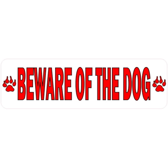 10in x 3in Red Beware Of The Dog Sticker Vinyl Animal Caution Sign Decal