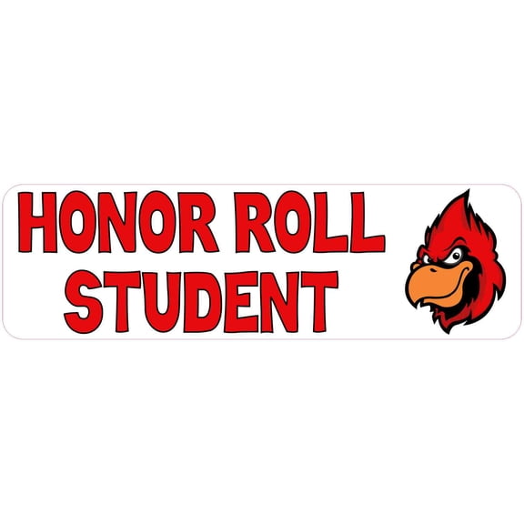 10in x 3in Red Cardinal Honor Roll Student Bumper Sticker Vinyl