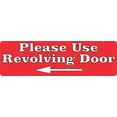 thumbnail image 1 of 10in x 3in Red Left Arrow Please Use Revolving Door Sticker, 1 of 2