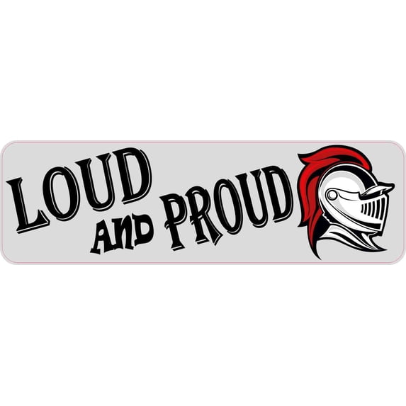 10in x 3in Red Loud and Proud Knight Bumper Sticker School Masco