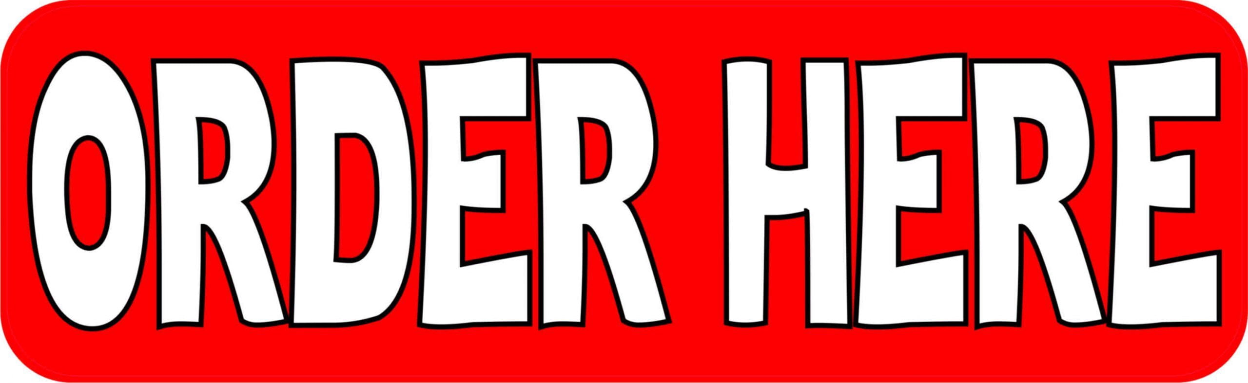 Red Order Sticker 10in x 3in Red Order Here Sticker Vinyl Signs Business Wall Sign ...