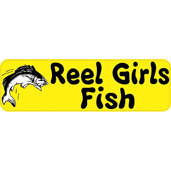 10in x 3in Reel Girls Fish Bass Vinyl Bumper magnet magnetic magnets