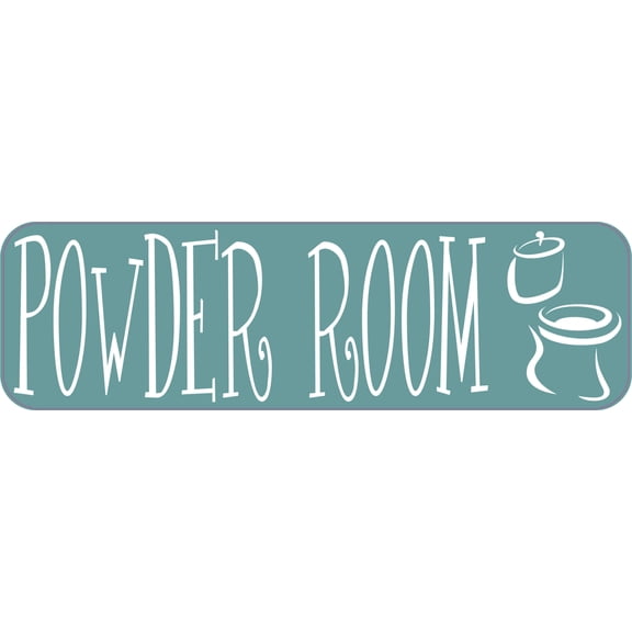 10in x 3in Sea Green Powder Room Sticker Vinyl Bathroom Decal Stickers