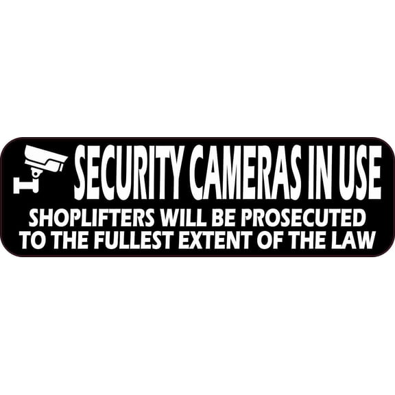10in x 3in Security Cameras in Use Sticker Vinyl Business Sign Security Decal