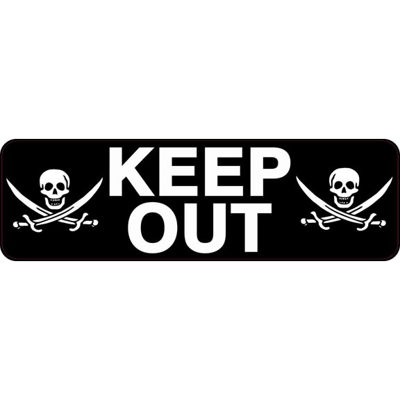 10in x 3in Skull and Swords Keep Out Sticker Vinyl Sign Decal Stickers