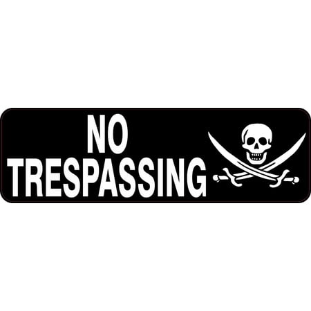 10in x 3in Skull and Swords No Trespassing Sticker Vinyl Sign Decal Stickers