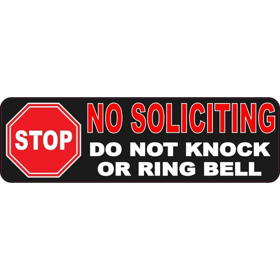 10in x 3in Stop Sign No Soliciting Sticker Vinyl Business Decal Stickers