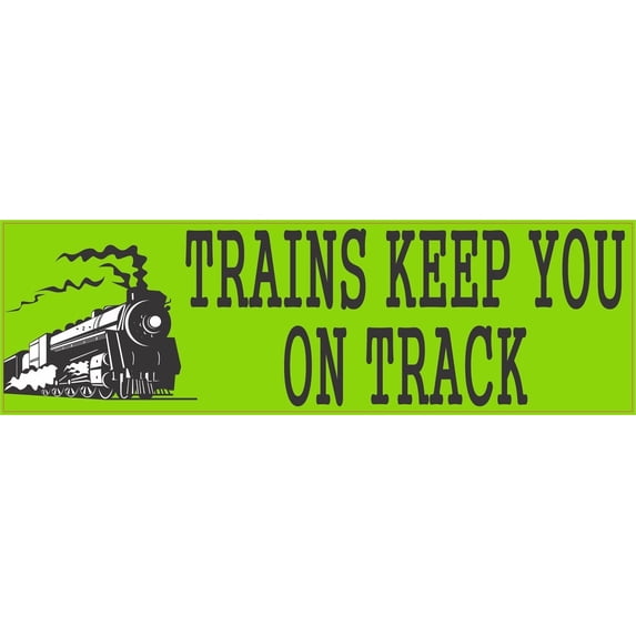 10in x 3in Trains Keep You on Track Bumper Sticker