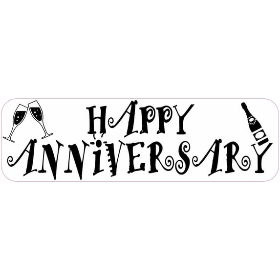 10in x 3in White Happy Anniversary Magnet Vinyl Occasion Vehicle Magnets