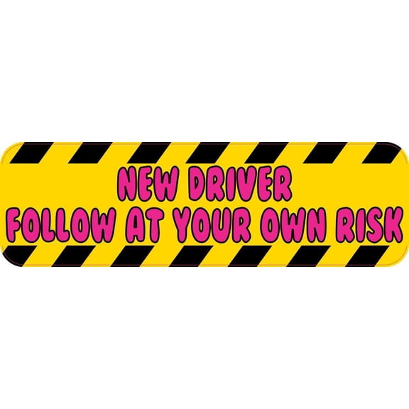 10in x 3in Yellow New Driver Bumper Sticker Vinyl Truck Window Stickers