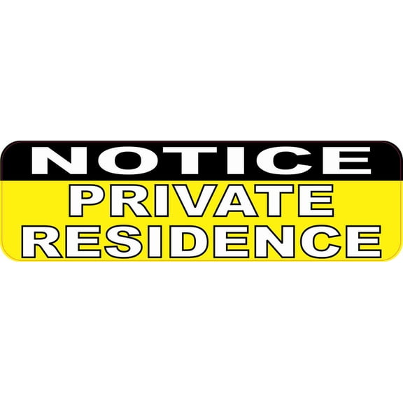 10in x 3in Yellow Private Residence Sticker Vinyl House Door Sign Stickers
