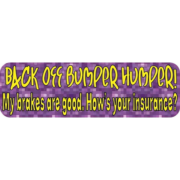 10in x 3in Yellow Purple Back Off Bumper Humper Magnets Car Vinyl Truck Magnetic