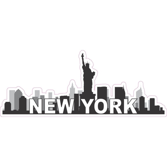 10in x 4in New York Skyline Bumper Sticker Vinyl Vehicle Travel