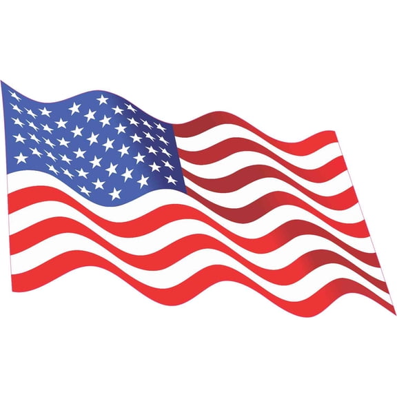 10in x 6in Waving American Flag Sticker Decal Stickers Window Vinyl Decals