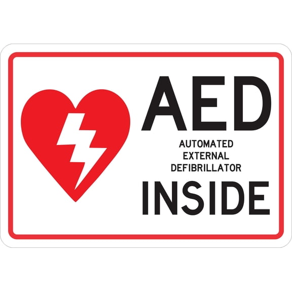 10in x 7in AED Inside Sticker Vinyl Decals Stickers Medical Busi