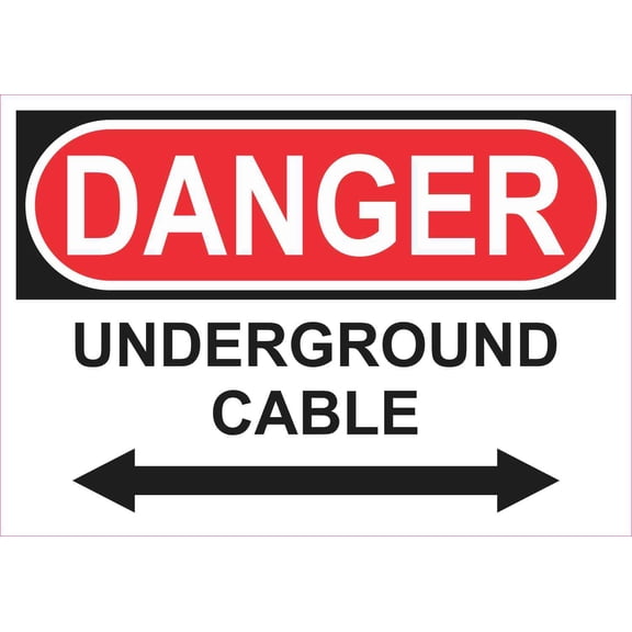 10in x 7in Danger Underground Cable Sticker