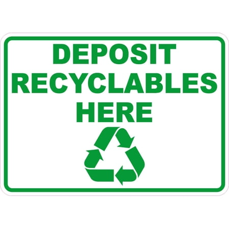 10in x 7in Deposit Recyclables Here Sticker
