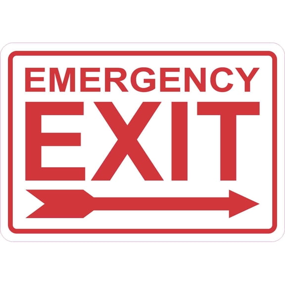 10in x 7in Right Arrow Emergency Exit Sticker Vinyl Business Sign Decal