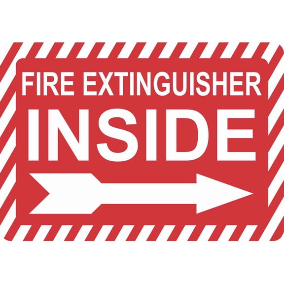 10in x 7in Right Arrow Fire Extinguisher Inside Sticker