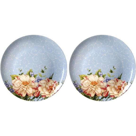 10inch 2Pcs Blue Bone China Dinner Plate, Ceramic Buffet Serving Tray Wedding Charger Plates Dishes Restaurant Dinnerware