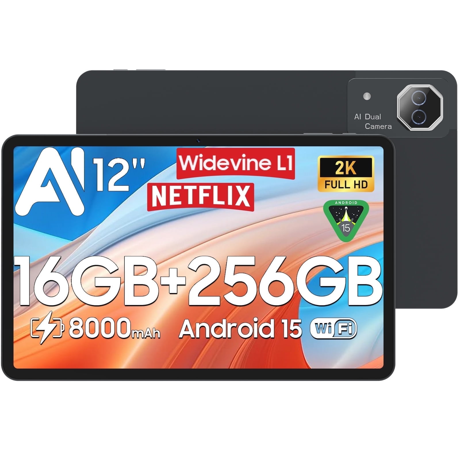 12inch Android 15 Tablet with 256GB ROM+16GB RAM,Helio G99,Octa