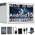 thumbnail image 1 of 10inch Android 15 Tablet,4G Cellular Tablet with 128GB ROM+14(8+6)GB RAM,5G WIFI,Octa-Core,13MP Camera,GPS,1TB Expandable,FHD IPS,8000mAh,Face Unlock,Split-screen,Android Tablet with Keyboard,Silver, 1 of 12