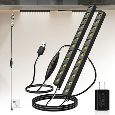 10inch Cabinet Lights, 12 Lamp Beads Metal Series Lights, 10 Levels of Brightness Adjustment, Bookshelf Lighting, Led Lights for Display Case/Pantry/Closet/Safe, 8500k, 2PCS