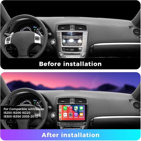 10inch Car Stereo Radio Android 15 Car Player with Carplay and Android Auto SWC Mirror Link WiFi Bluetooth FM Radio 4+64G GPS Navi Head Unit for Lexus IS250 IS300 IS200 IS220 IS350 2005-2012