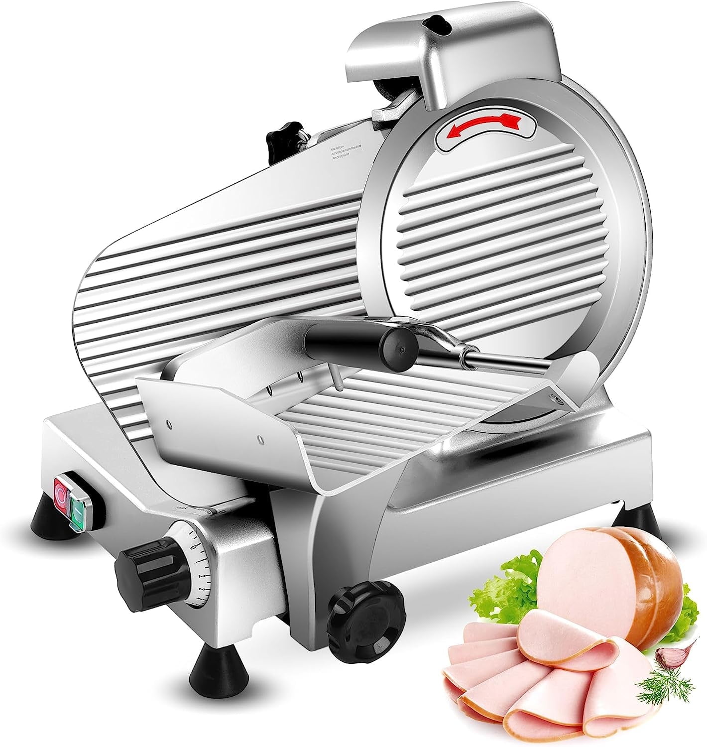 Silver 10-Inch Chromium-Plated Steel Blade Meat Slicer
