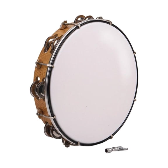 10inch Double Row Bells Tambourine Handheld Percussion Instrument for Party Fun Easy Play