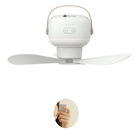 10inch Foldable Ceiling Fan 3-Speed Hanging Fan with Lamp 2 in1 Canopy Fan Camping Fan for Outdoor Travel Train