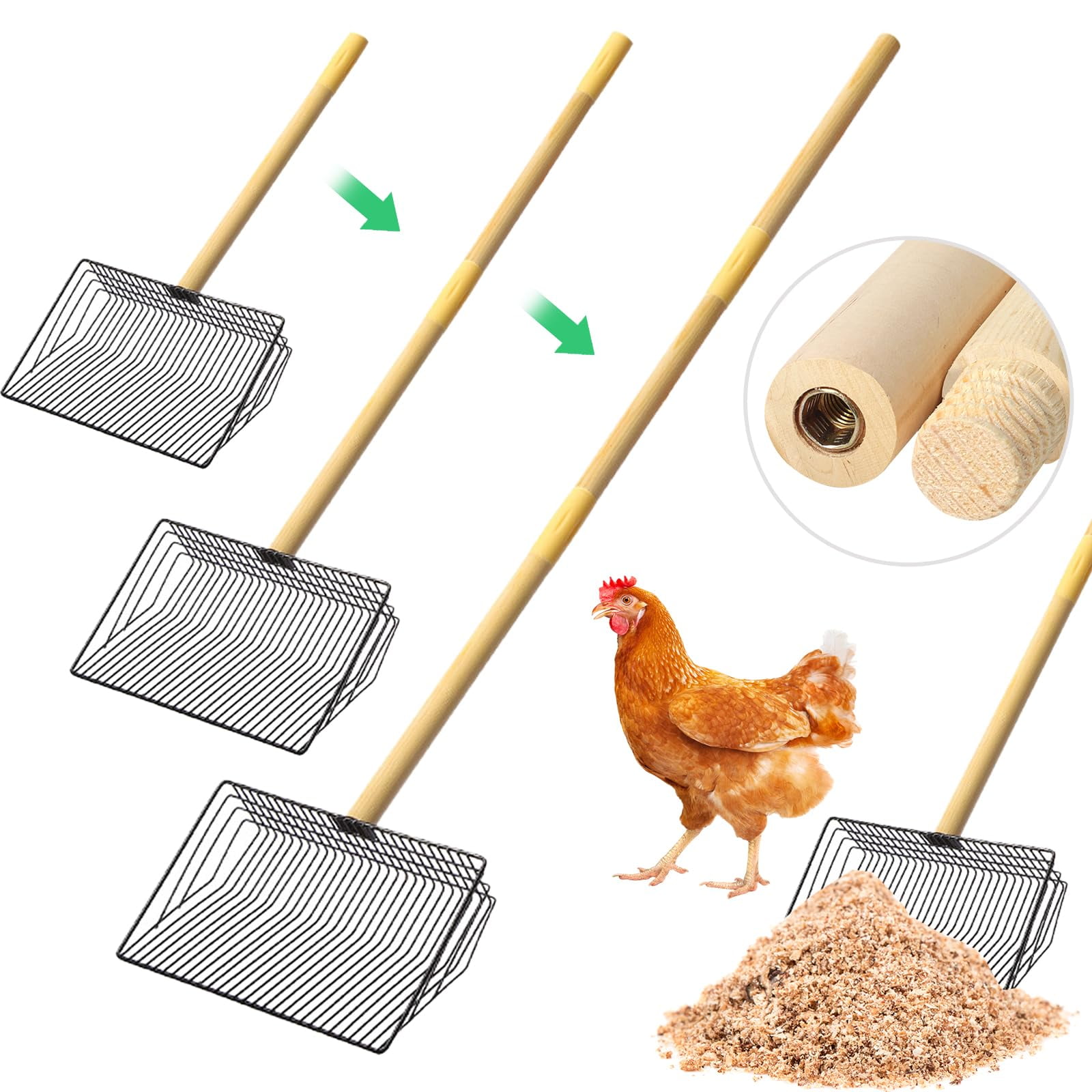 10inch Large Chicken Poop YPF5 Scooper, 3 in 1 Metal Litter Scoop (20