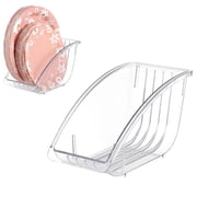 10inch Paper Plate Holder, NOGIS Clear Dinner Plate Holder, Plastic Kitchen Cabinet Organizer for Dishes Vertical Bowl Plates Lid Holder Cutlery Storage Rack for Kitchen Countertop