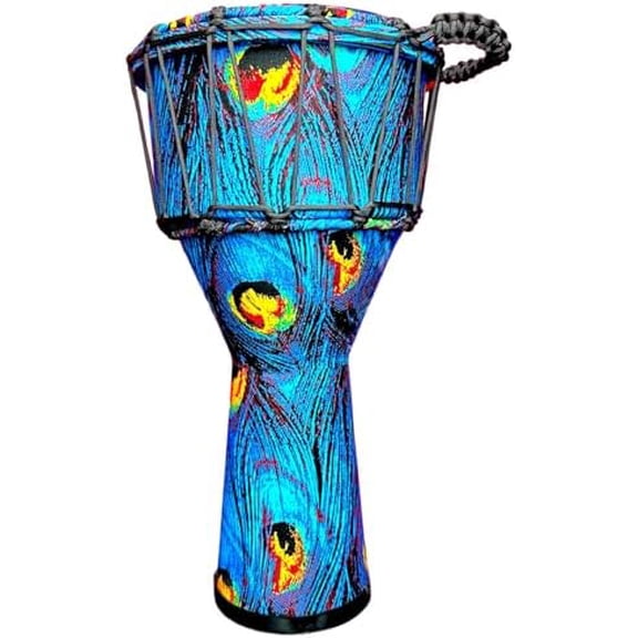 10inch Professional Djembe Drum,Adult African Drums,Peacock Feather Design,Hand-Painted Blue and Purple Pattern,Musician Gifts$$Music