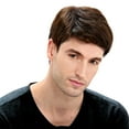 thumbnail image 1 of 10inch Short Straight Hair Wig for Men European Style Synthetic Fiber Wig with Slanting Bangs Full Head Cover - BW1, 1 of 9