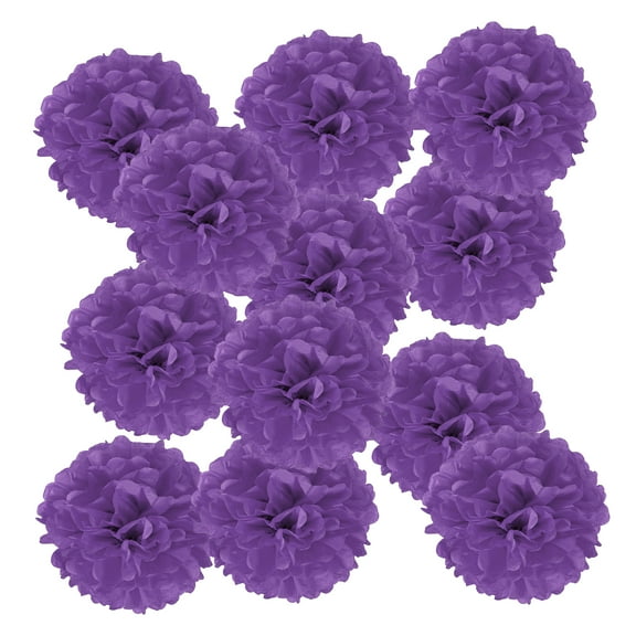 10inch Tissue Paper Pom Poms, 12PCS Pom Poms Paper Flowers Ball Tissue Paper Flowers for Wedding Bridal Shower Birthday Bachelorette Party Backdrop Decoration, Dark Purple