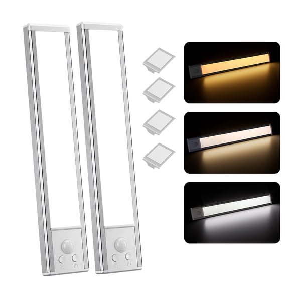 Behome 2 Pack 7.9 Under Cabinet Lighting, Rechargeable Motion Sensor Light Indoor with 3 Colors and Dimmable Brightness & 3 Modes, Wireless Closet Light Under Counter Lightfor Kitchen, Shelf