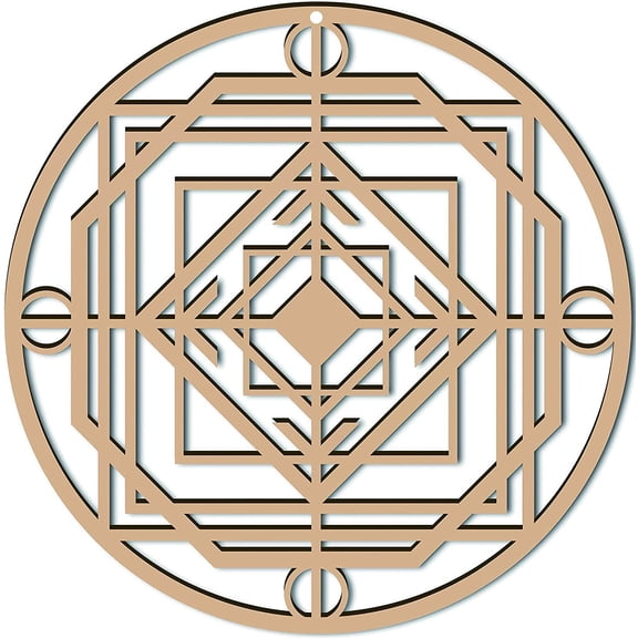 10inch Wall Decor Wooden Wall Art Grid Sacred Geometry Laser Cut Wall Sculpture Hanging Decor Spiritual Symbol Round for Housewarming Bedroom Home Office Studio Decoration Others