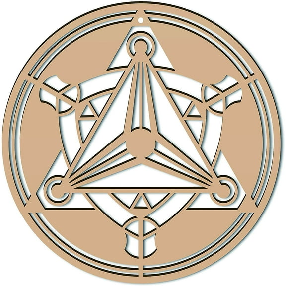 10inch Wall Decor Wooden Wall Art Grid Sacred Geometry Laser Cut Wall Sculpture Hanging Decor Spiritual Symbol Round